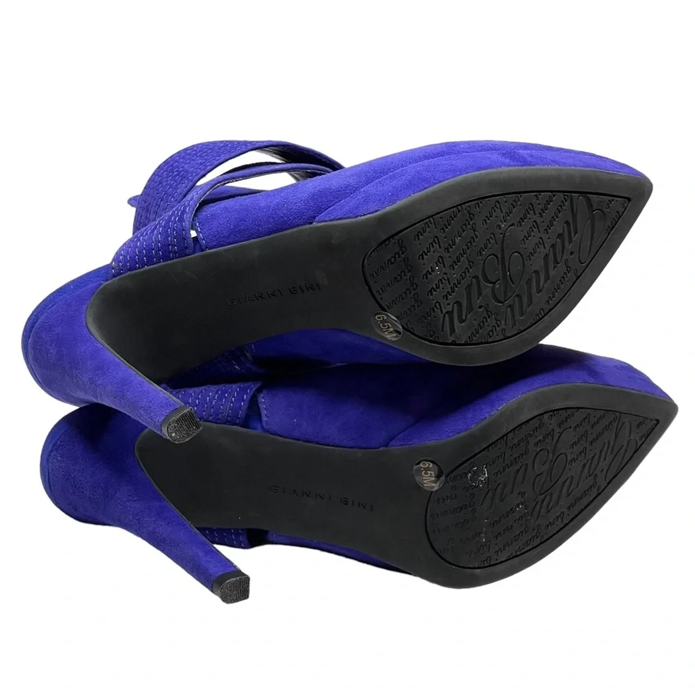 new Gianni Bini ♥︎ Suede Ankle Wrap Platform Slingback Stilettos Heels ♥︎ Cobalt - Picture 12 of 16